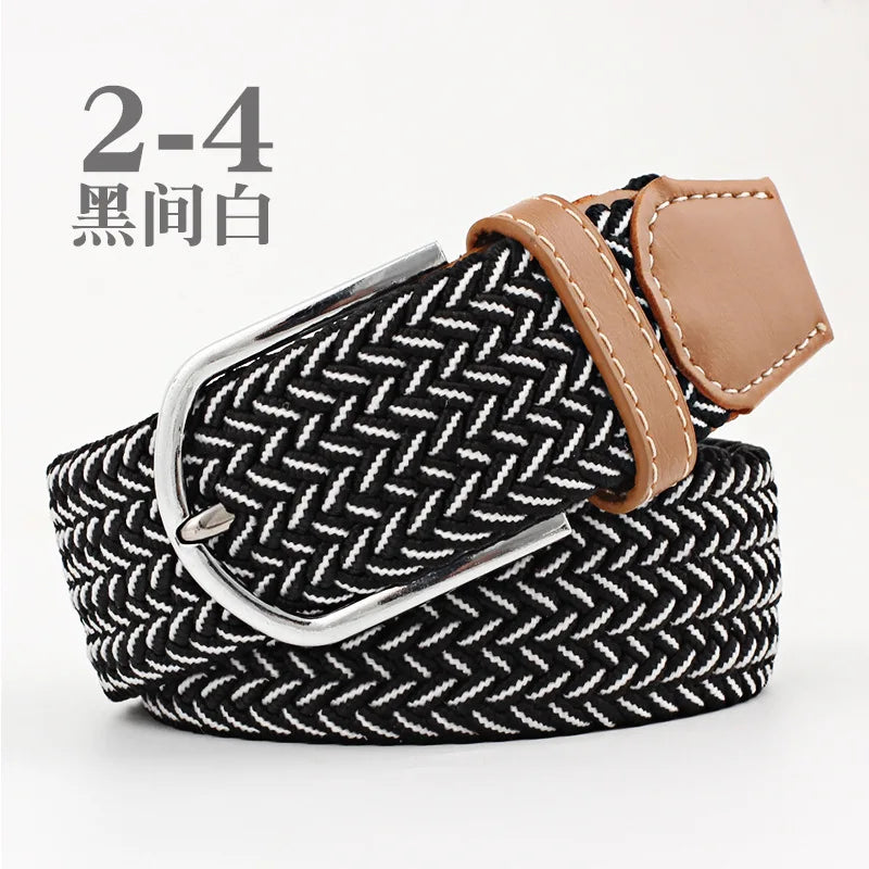 105cm Stretch Woven Belt, Unisex Canvas Belts Fashion Casual Student Belt Women Cinturon Male Waistband.