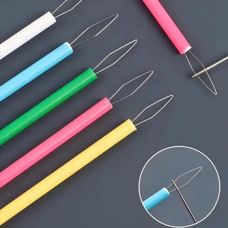 5pcs Colorful Threaders - Cylindrical Threading Tool Set, DIY Sewing Accessories, Easy Needle Threader, Beading Aid for Seniors.