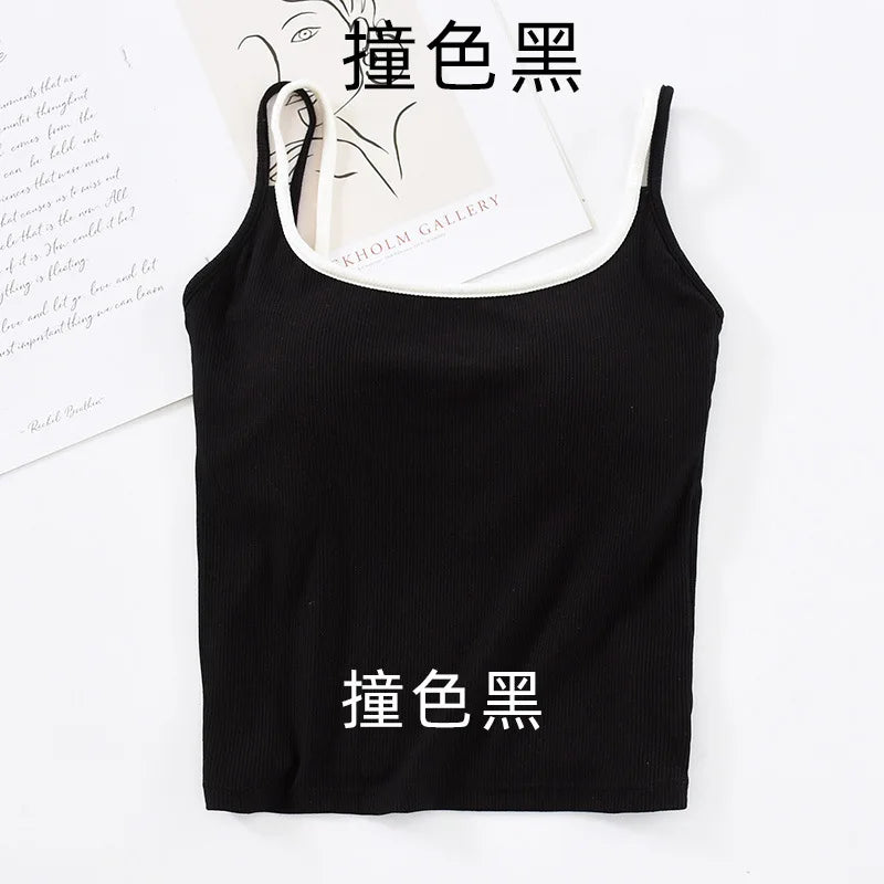 New Modal Soft Sleepwear Top for Women Breast Pad Sexy One Piece Pajamas Sling Sleeveless Vest Bottoming Wear Night Underwear