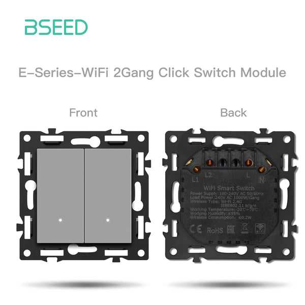 BSEED 1/2/3/4Gang WIFI ចុចប្តូរផ្នែកតែស៊ុមកញ្ចក់ Smart Dimmer មុខងារប្តូរវាំងនន DIY ផ្នែក EU Wifi រន្ធគ្រឿងបន្លាស់