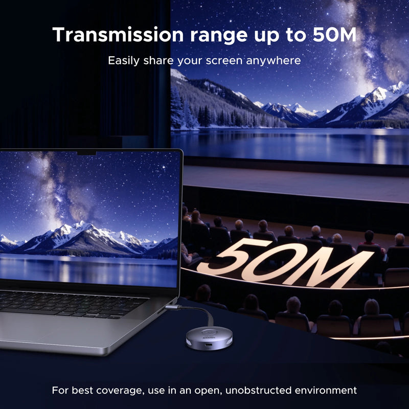 UGREEN 50M Wireless Transmitter & Receiver HDMI Transmission for Point-to-Point Connection Between Phones and Computers to TV