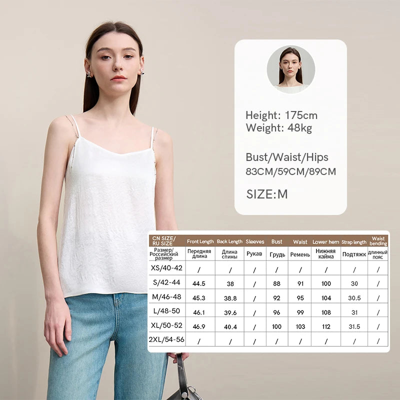 អាវក្រៅ Amii Casual Cami សម្រាប់ស្ត្រី រដូវក្តៅ ឆ្នាំ២០២៦ អាវក្រៅខ្សែសង្វាក់ថ្មី ដៃខ្លី សាមញ្ញ ត្រង់ អាវក្រៅស្ត្រី Acetate Strap Spaghetti Strap Tank 12641045