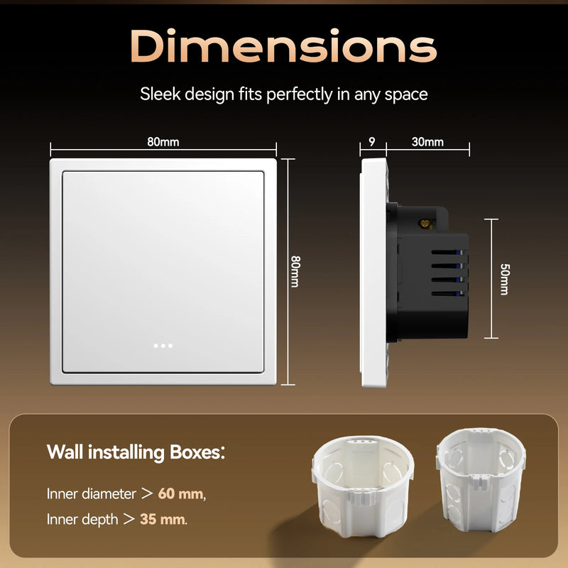 BSEED E Series WIFI Button Light Switch 1/2/3/4Gang 2Way Smart Click Button Switch Plastic Frame Tuya Smart Life Alexa Control