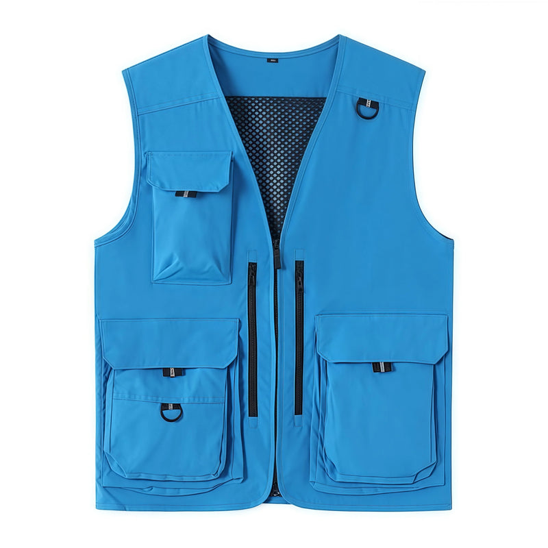 Men's and women's same style photography Reporter multi-pocket deep V-neck vest solid color  work clothes team logo uniform
