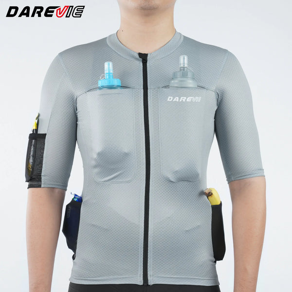 អាវយឺតជិះកង់ Darevie មានហោប៉ៅចំនួន ៦ សម្រាប់បុរស កម្រិតហ្វឹកហាត់ ស្រូបយកសំណើម អាវ Maillot ការពារការរអិល ការពារសំណើម