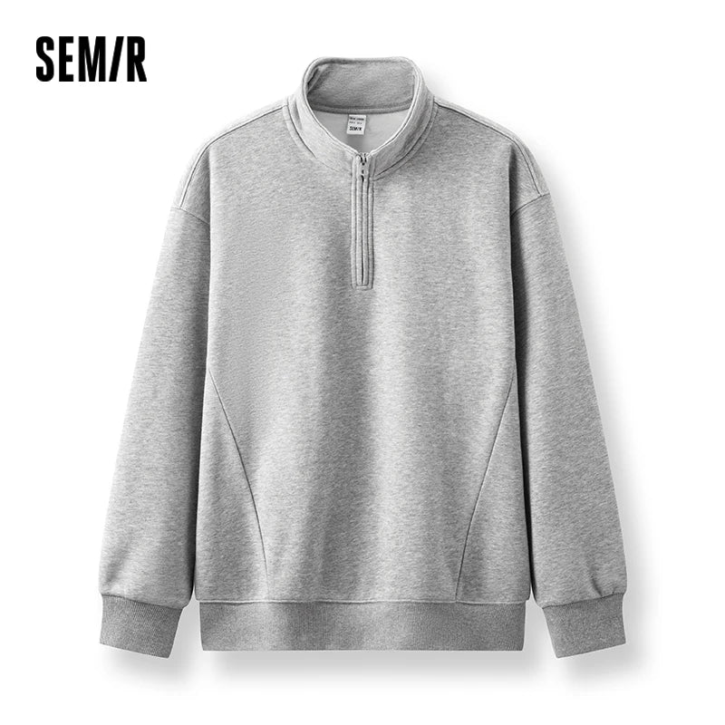 Semir Stand Collar Sweatshirt Unisex Style Soft Touch 2025 Spring Autumn Comfortable Loose Fit Trendy Fashion Pullover Top