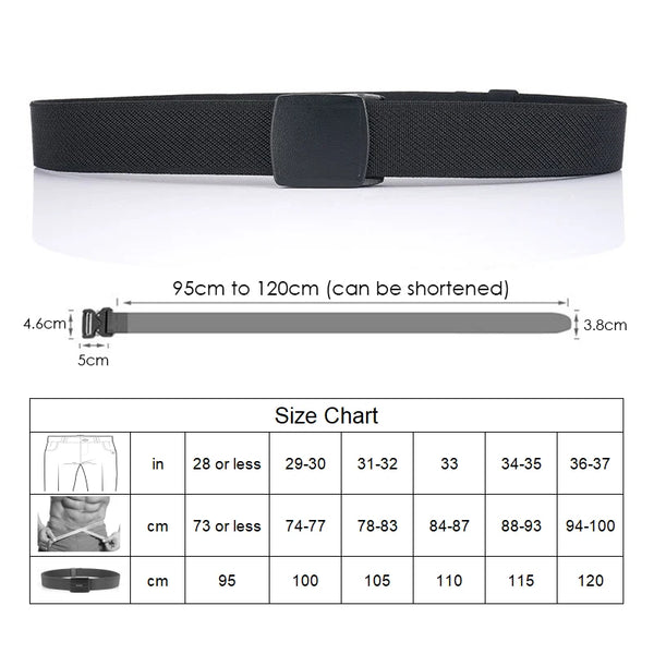 VATLTY Metal Free Men's Elastic Belt Strong Engineering Plastic Quick Release Nylon Buckle Unisex Stretch Belt Outdoor Girdles