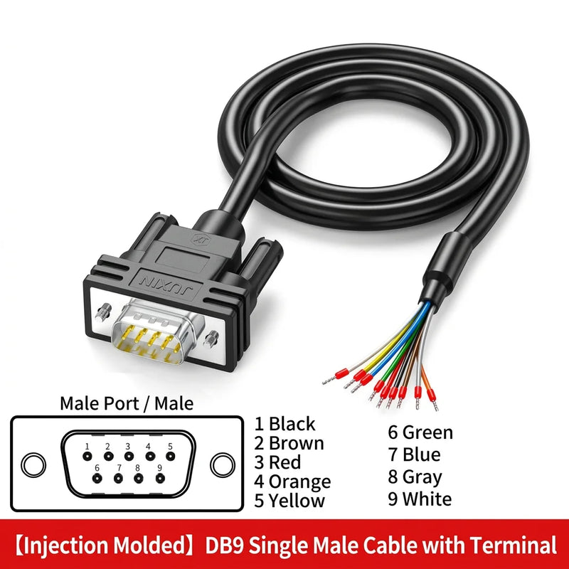 DIVEDEER DB9 DB15 DB25 Serial Cables Single-Ended RS232 Connector Wires with 9-Pin Terminal Blocks