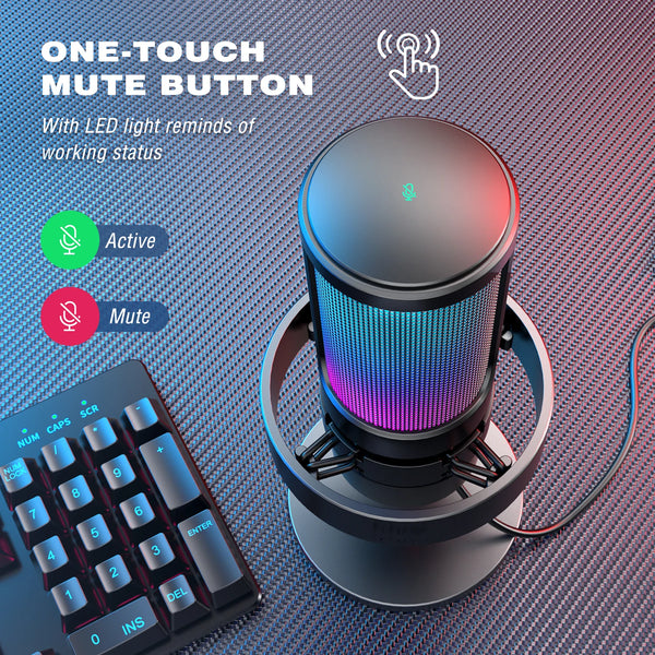 មីក្រូហ្វូន USB FIFINE សម្រាប់ថត និងផ្សាយលើកុំព្យូទ័រ/Mac ជាមួយ Pop Filter, បិទសំឡេងរហ័ស និងរន្ធដោតមីក្រូហ្វូន 3.5mm, មីក្រូហ្វូនជាមួយរបៀប RGB 3 -A8