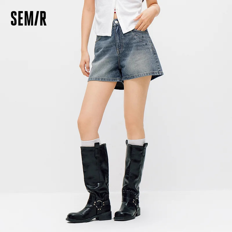 Semir Women Shorts Rhinestone Vintage Street Denim Shorts 2026 Summer Fashion Casual