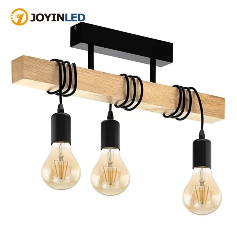JOYINLED Boho Vintage Retro Pendant Light Wood Winding Ceiling Hanging Lamps for Living Room Dining Room Bedroom Restaurant