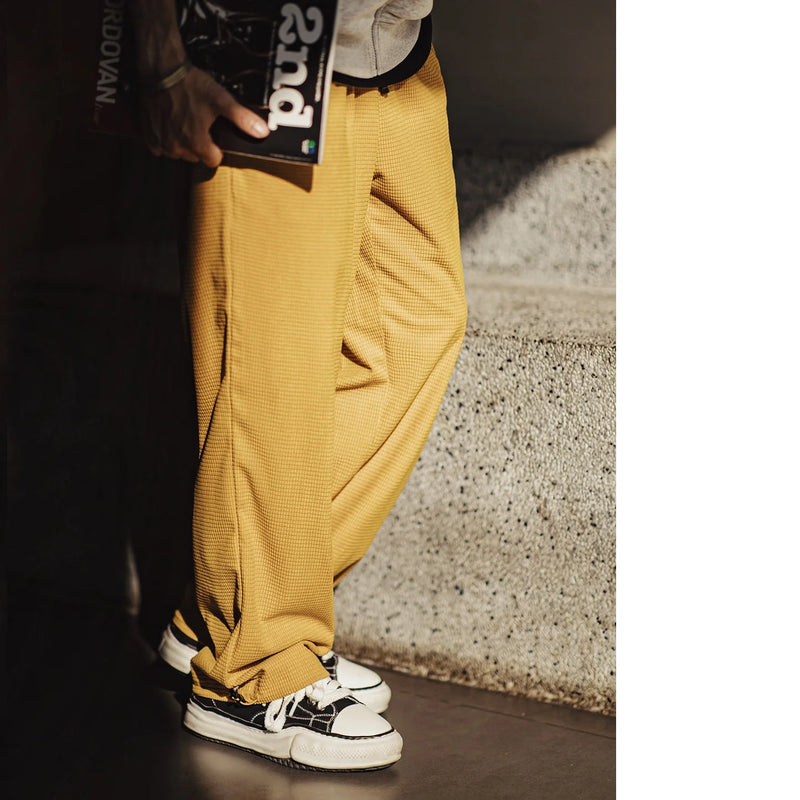 Maden Men‘s Vintage Plaid Jogger Pants Casual Straight Leg Sweatpants with Drawstring Cuffed Hem Soft Knit Trousers for Spring