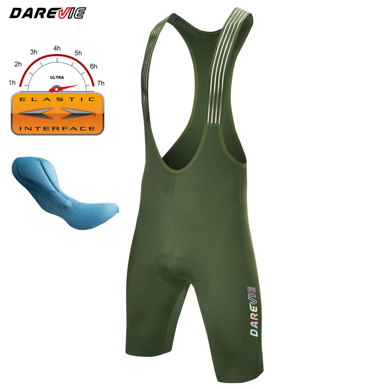 ខោខ្លីជិះកង់ DAREVIE គ្មានថ្នេរ 4.0 អ៊ីតាលី ELASTIC-INTERFACE Pad ខោខ្លីជិះកង់ Diamond Leg Gripper សម្រាប់បុរស