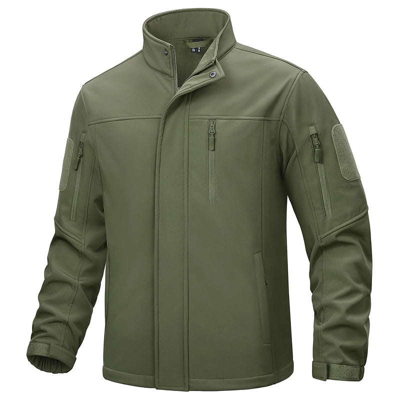 TACVASEN Full Zip Softshell Jacket Men's Waterproof Fleece Jacket Windproof Outdoor Hiking Jacket Work Coat Outwear Windbreaker