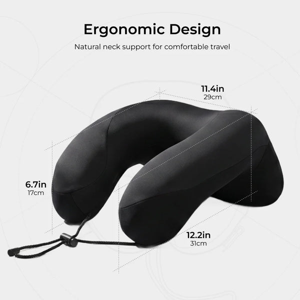 FLEXTAIL X VOLLYC Inflatable Travel Neck Pillow, Soft Knit with Adjustable Firmness & Earplugs for Car, Train, Airplane & Office
