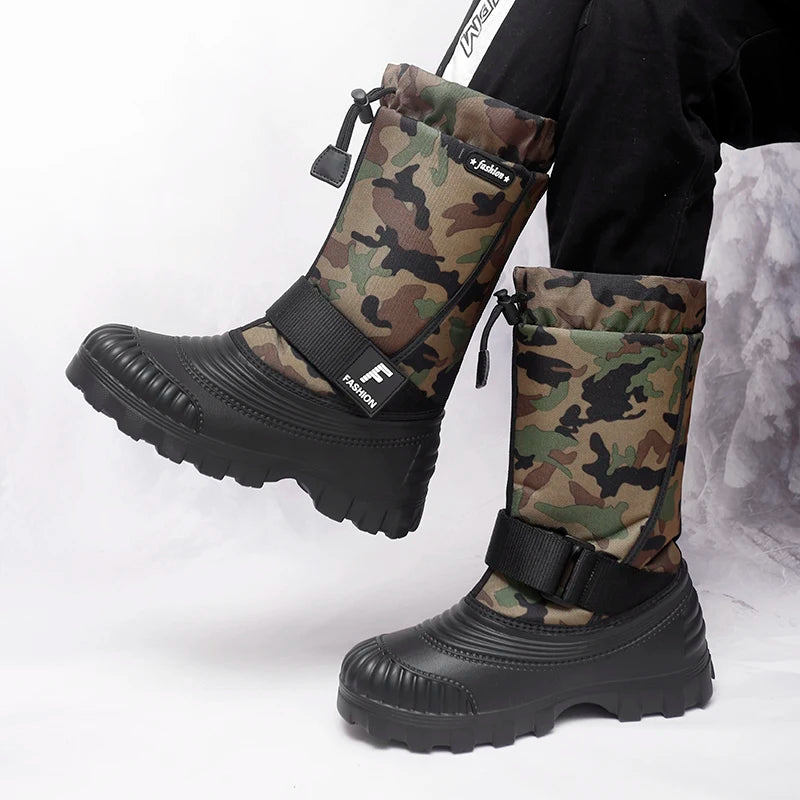 Men's high-top casual snow boots winter light warm velvet cotton boots soft sole non-slip comfort outdoor fashion walking boots