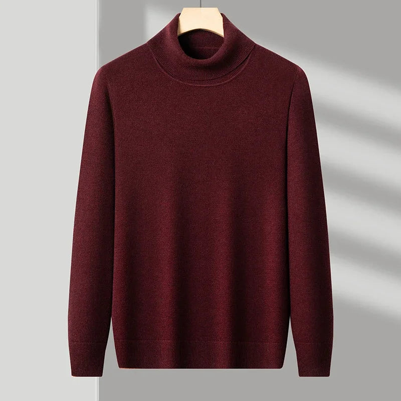 Men's Knitted Turtleneck Sweater High Quality Anti-Pilling Long Sleeve Solid Color Pullover for Autumn Trendy Streetwear