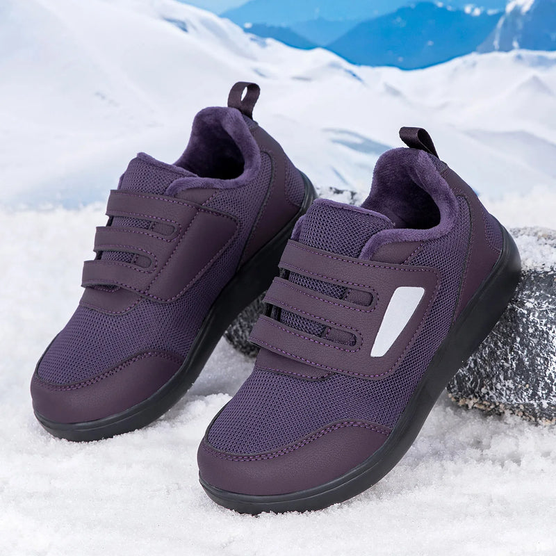 Men Women Winter Walking Shoes Fleece Lined Warm Elderly Sneakers Extra Wide Toe Non Slip Diabetic Shoes Adjustable Strap
