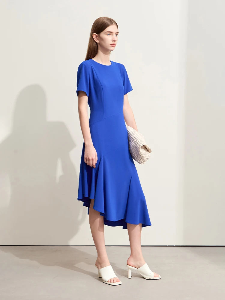 រ៉ូប Amii Minimalism រដូវក្តៅឆ្នាំ ២០២៦ រ៉ូបថ្មីសម្រាប់នារី កមូល បែកជាពីរ ដៃអាវខ្លី មិនស្មើគ្នា រ៉ូបសម្រាប់នារី ស្ដើង រឹងមាំ 12442188