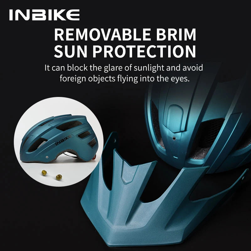 INBIKE Bicycle Riding Helmet With USB Rechargeable LEDRear Light Mountain Road Bike Helmet For Men Women MTB Cycling Accessories