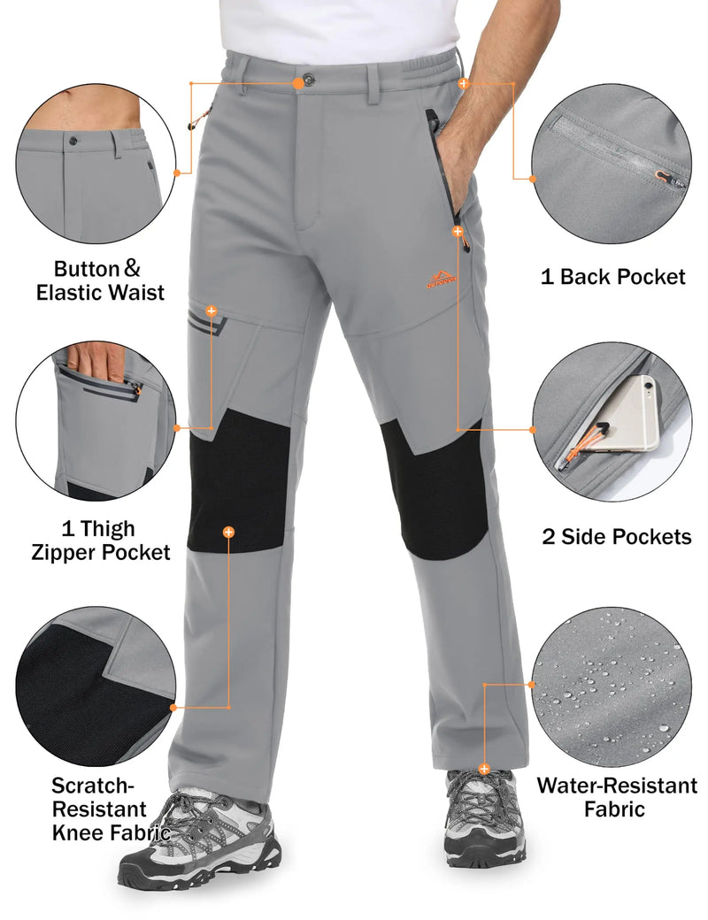 TACVASEN Men's Waterproof Trousers Lightweight Quick Dry Outdoor Work Pants Stretch Windproof Comfort Pants With 4 Pockets