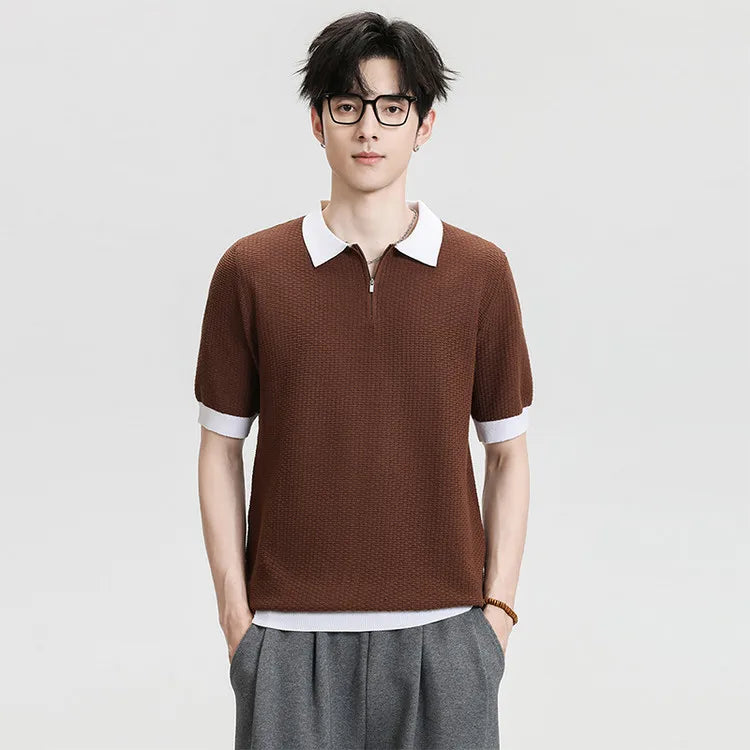 Premium Ice - Touch Men's Short - Sleeve Knitted Polo Shirt: Lightweight, Comfortable Summer New Arrival