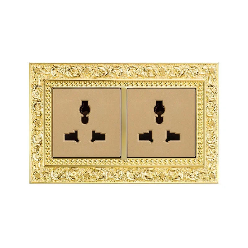 Luxurious metal European vintage antique EU wall lamp switch socket panel brass metal villa  home light switch 1/2/3 gang 2 way