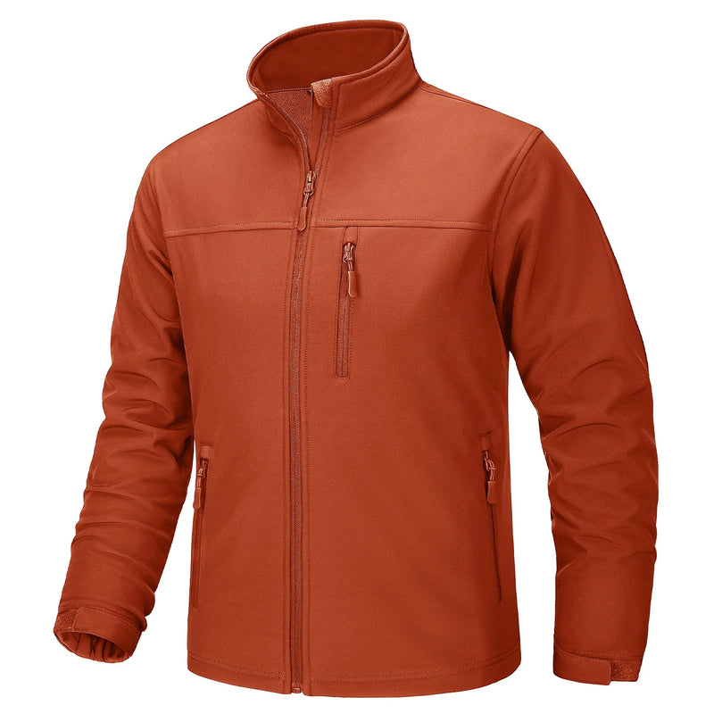 TACVASEN Waterproof Fleece Lining Windbreaker Mens Winter Work Jackets Zipper Pocket Casual Coats Full Zip Outwear Tops