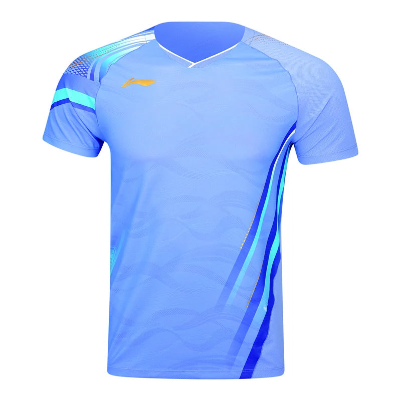 អាវយឺតវាយសី Li-Ning Unisex ការពារបាក់តេរី និងស្ងួតលឿន 93% Polyester 7% Elastane អាវយឺតប្រកួតប្រជែង LiNing AAYV165