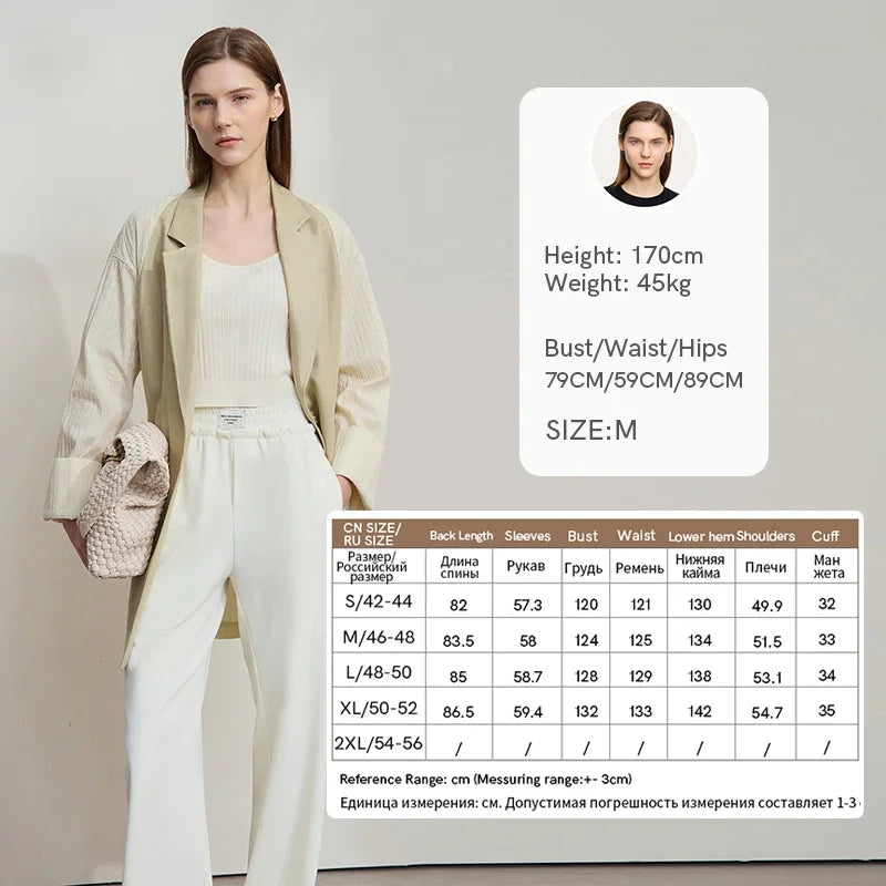 អាវក្រៅធម្មតាសម្រាប់នារី Amii Minimalist រដូវស្លឹកឈើជ្រុះឆ្នាំ ២០២៥ ធ្វើពីក្រណាត់ Lyocell Linen Collision Splicing Crumple Texture Loose Blazer 12551008