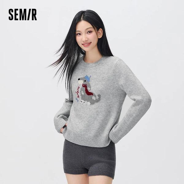 អាវយឺតប៉ាក់ Semir សម្រាប់នារី រចនាបថ Jacquard Pet កមូល រចនាបថតិចតួចបំផុត សម្រាប់រដូវរងាថ្មី ឆ្នាំ២០២៦ សម្រាប់ស្លៀកប្រចាំថ្ងៃ រចនាបថធម្មតាក្នុងទីក្រុង
