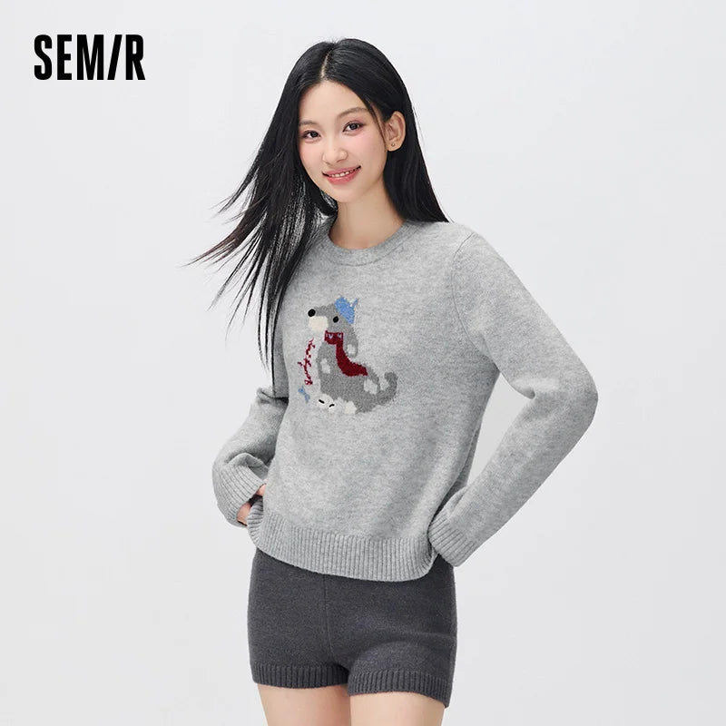 អាវយឺតប៉ាក់ Semir សម្រាប់នារី រចនាបថ Jacquard Pet កមូល រចនាបថតិចតួចបំផុត សម្រាប់រដូវរងាថ្មី ឆ្នាំ២០២៦ សម្រាប់ស្លៀកប្រចាំថ្ងៃ រចនាបថធម្មតាក្នុងទីក្រុង