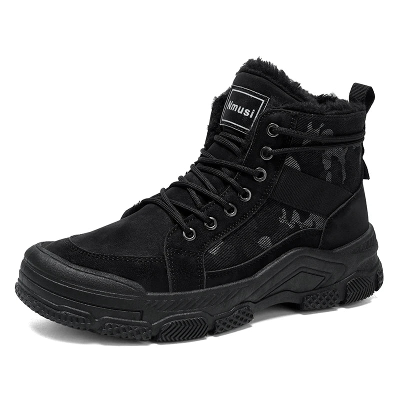 Men's cotton boots winter new warm plush casual boots soft sole outdoor high-top boots fashion youth Joker sports tooling boots