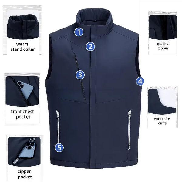 2026 Men's  Casual  multi-pocket Jacket solid color Winter warm photography Outerwear custom company logo team vest