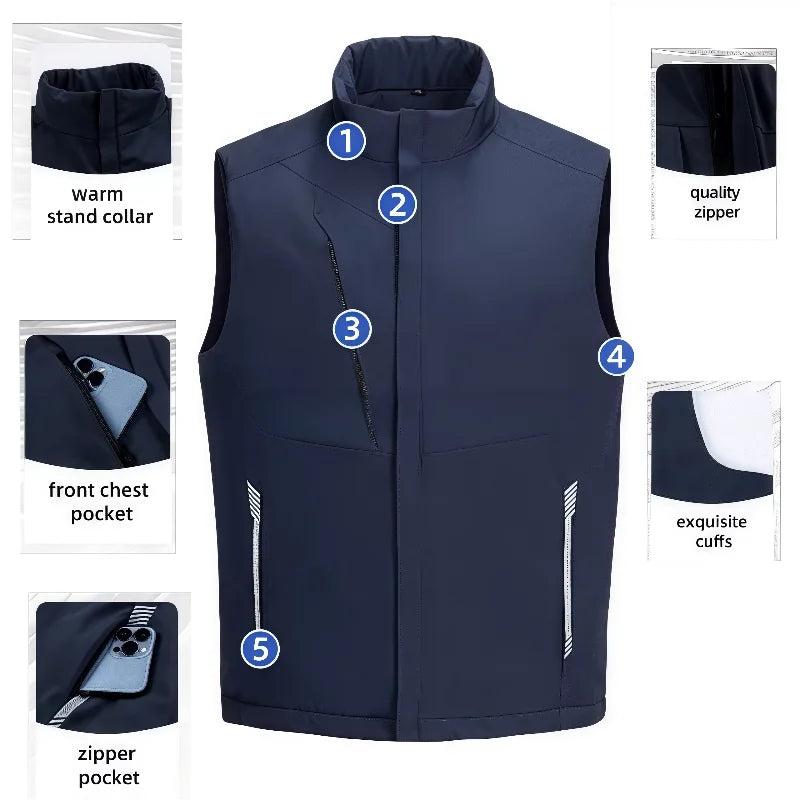 2026 Men's  Casual  multi-pocket Jacket solid color Winter warm photography Outerwear custom company logo team vest