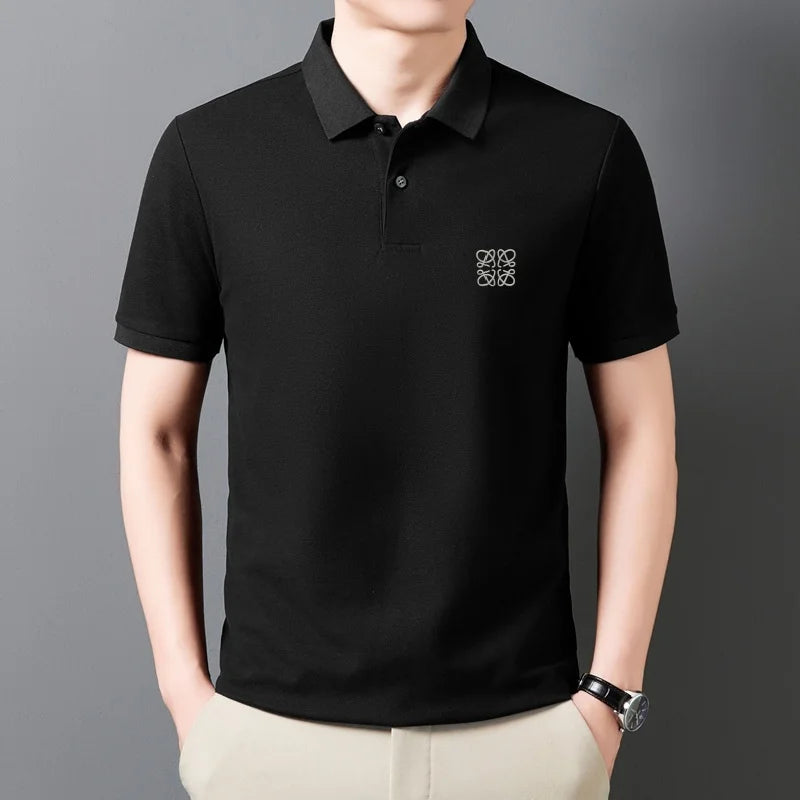 Men's Summer Luxury Brand Cotton 100% Polo Shirt Lapel Printing Short Sleeves T-Shirt Business Leisure Ventilate Men's Clothing