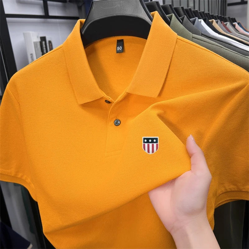 High-End Luxury Man T-Shirt Polo Shirt Lapel Button Pattern Printing Various Colors British Style Summer Leisure Golf Men's Wear
