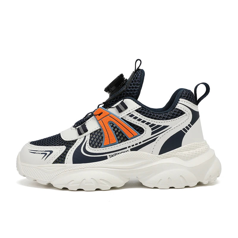 Kids Sneakers New Rotating Buckle Breathable Mesh Thick Sole Rebound Fitness Shoes Comfortable Versatile Casual Shoes for Girls