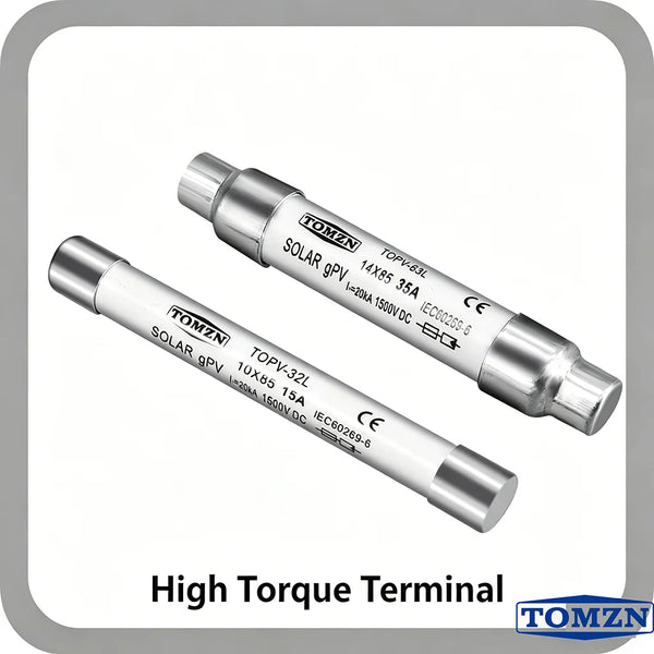 TOMZN 1P Solar PV 1500V Fuse Holder with 1pc 10x85/14x85 PV Fuse – Photovoltaic Protector Base for Solar System Protection
