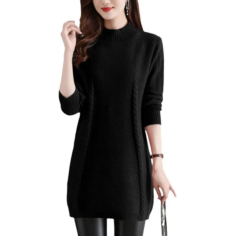 Winter Clothes Woman Half Turtleneck Warm Pullover Tops Female Knitting Spring Autumn Women's Sweaters Woolen Short Mini Dress