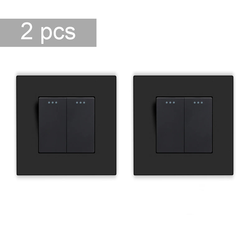 BSEED 2Packs Button Light Switch 1/2/3Gang 2Way Wall Light Switch Plastic Frame Switch On Off For Stairs 10A 250V