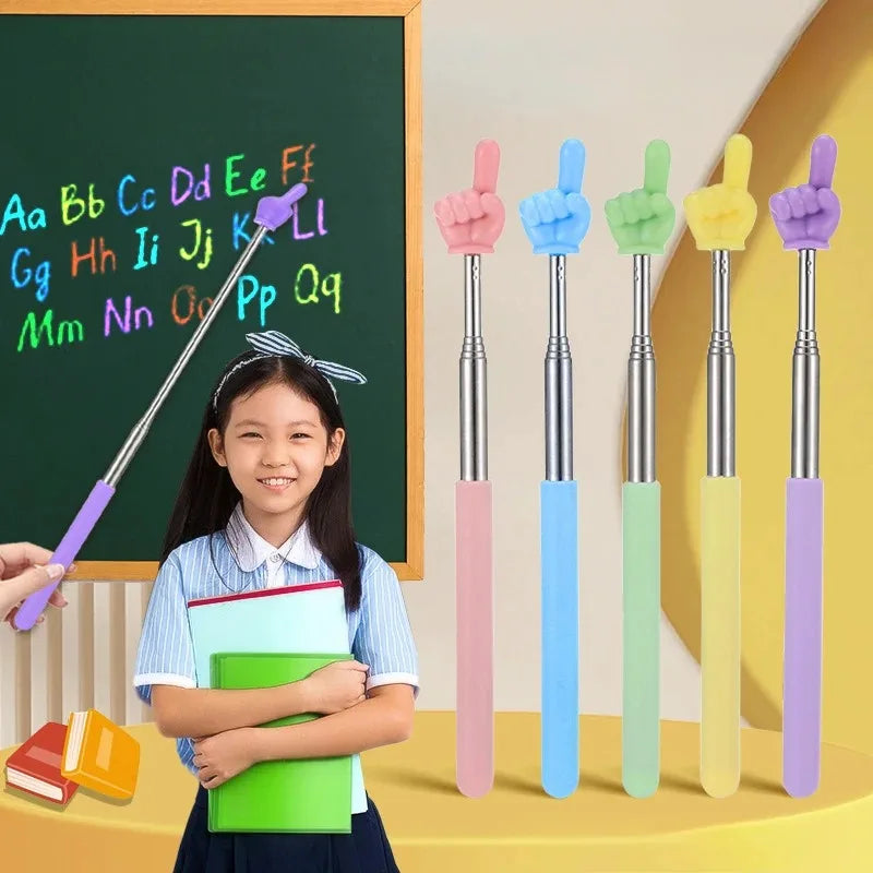1pc Teaching Pointer Parent-Child Finger Reading Sticks Telescopic Rod Finger Design Teaching Stick Kids School Tool supplies.