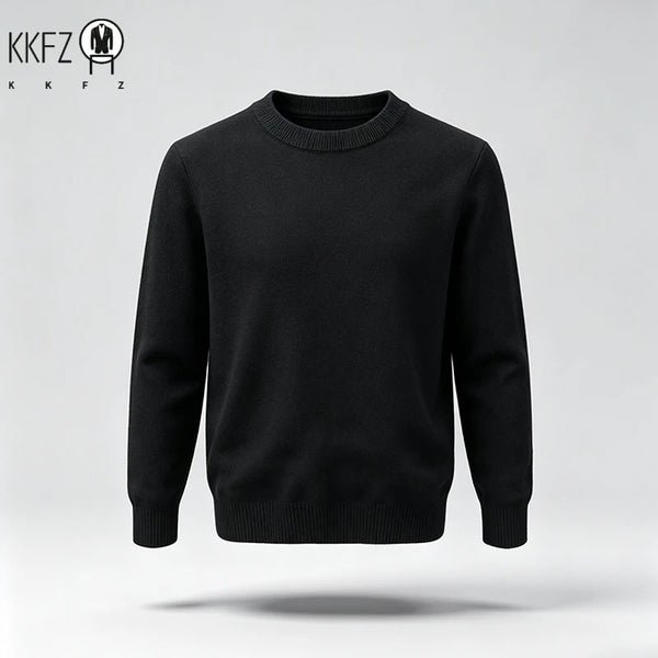 Male Urban Casual Crew Neck Knit Pullover Long Sleeve Ribbed Hem And Cuff For City Commute Street Leisure Cold Season Look