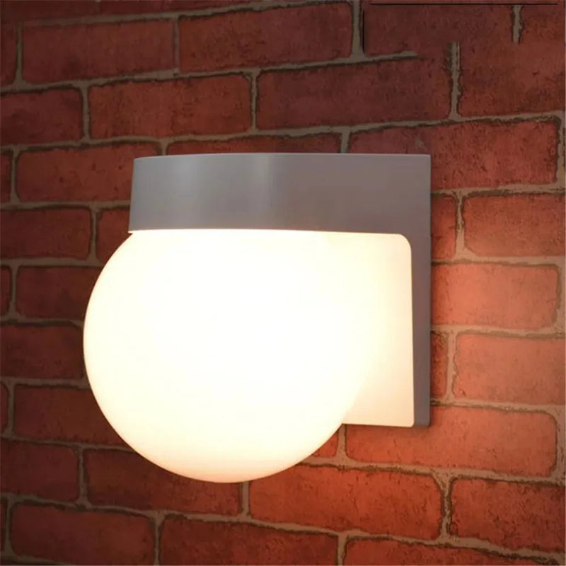 Outdoor Porch Light IP65 Waterproof Black White Wall Mount Porch and Patio Light with White Glass Globe for Balcony Garden
