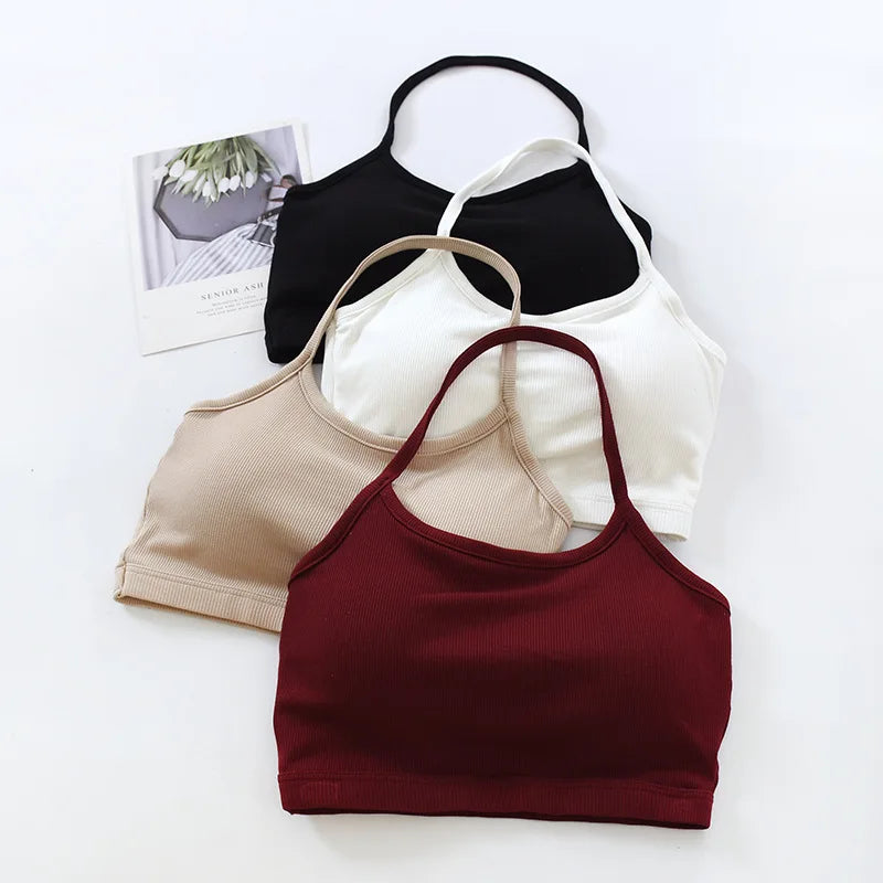 New Chest Pad Beautiful Back Underwear Solid Color Women's Inner Sling Vest One Piece Sleepwear Pajamas Modal Bottom Top