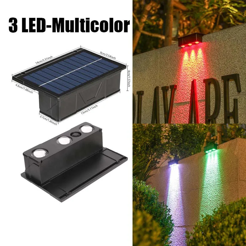 1/2/6 Pcs Outdoor Solar Wall Light Waterproof Fence Lamp Ultra Strong Spotlight Illumination for Garden Fence or Exterior Wall