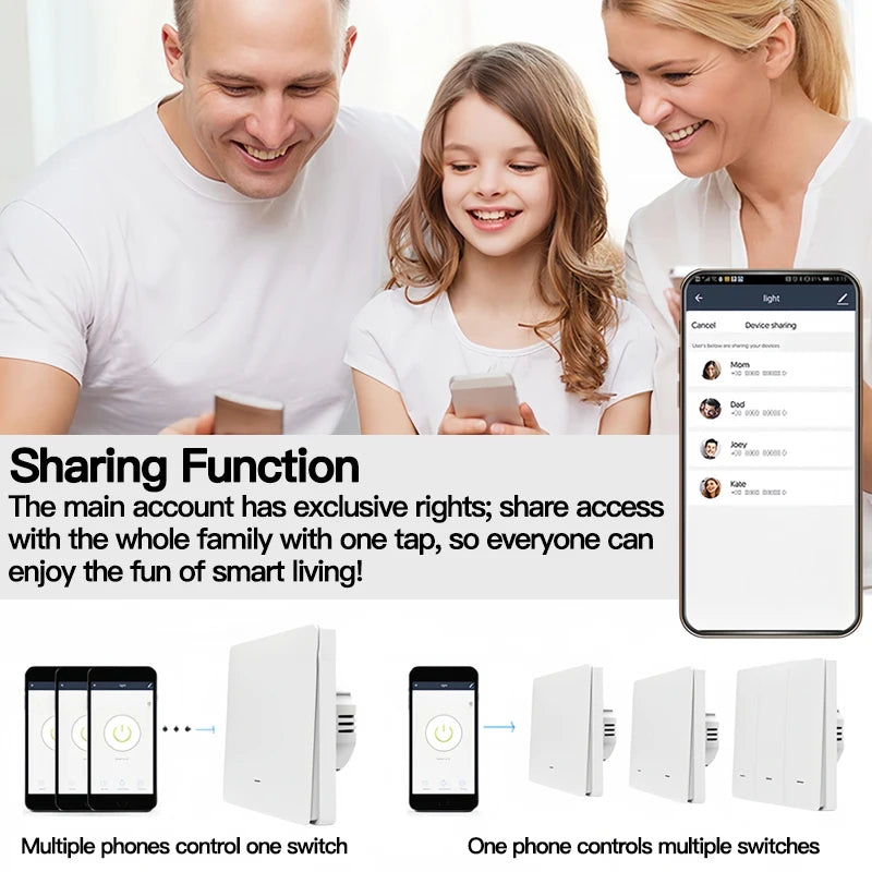 Tuya ZigBee Light Switch Transmitter Kit, No Neutral Wire Required, 1/2/3 Gang Works with Smart Life Alexa