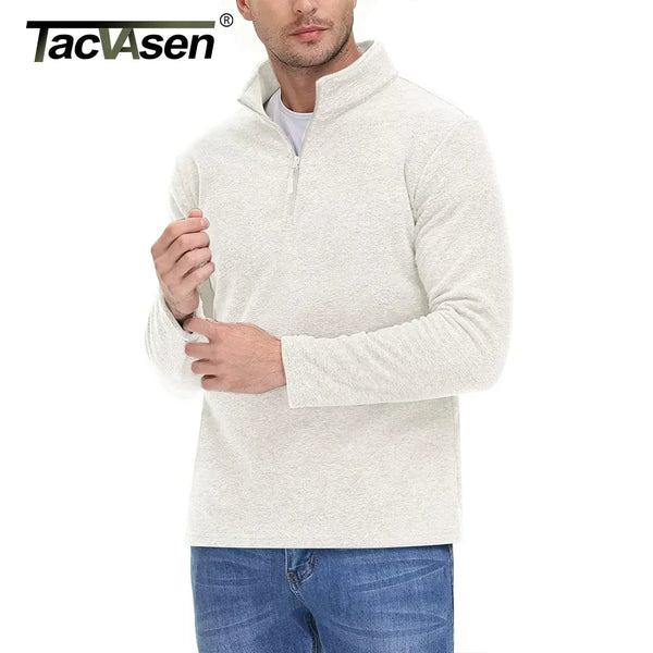 TACVASEN 1/4 Zipper Collar Spring Fleece Sweaters Mens Warm Sweatshirts Breathable Casual Sports Hiking Turtleneck Pullover Tops