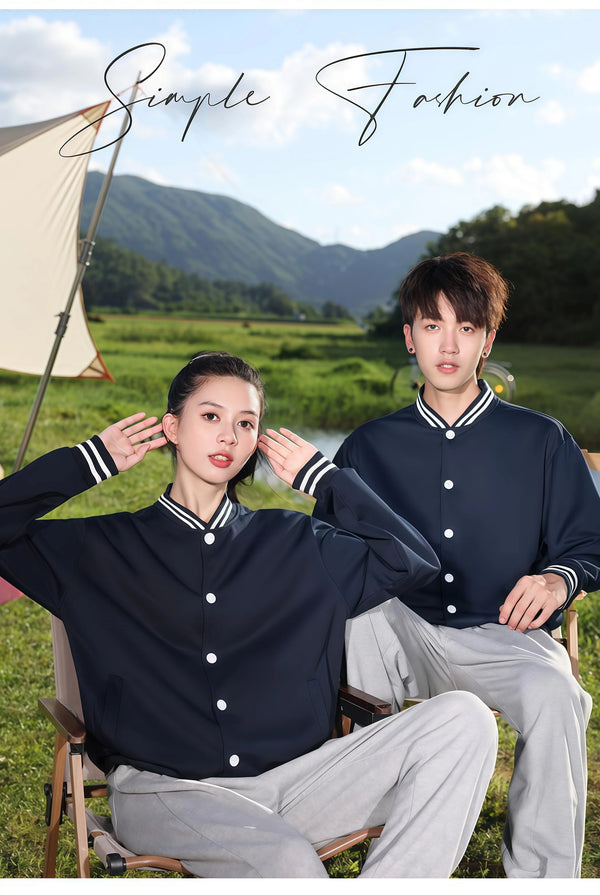 2026 Early Autumn Trend Fashion Daily Thin Button Baseball Suit Multi-Color Causal Couples Jacket Customized Group Clothes