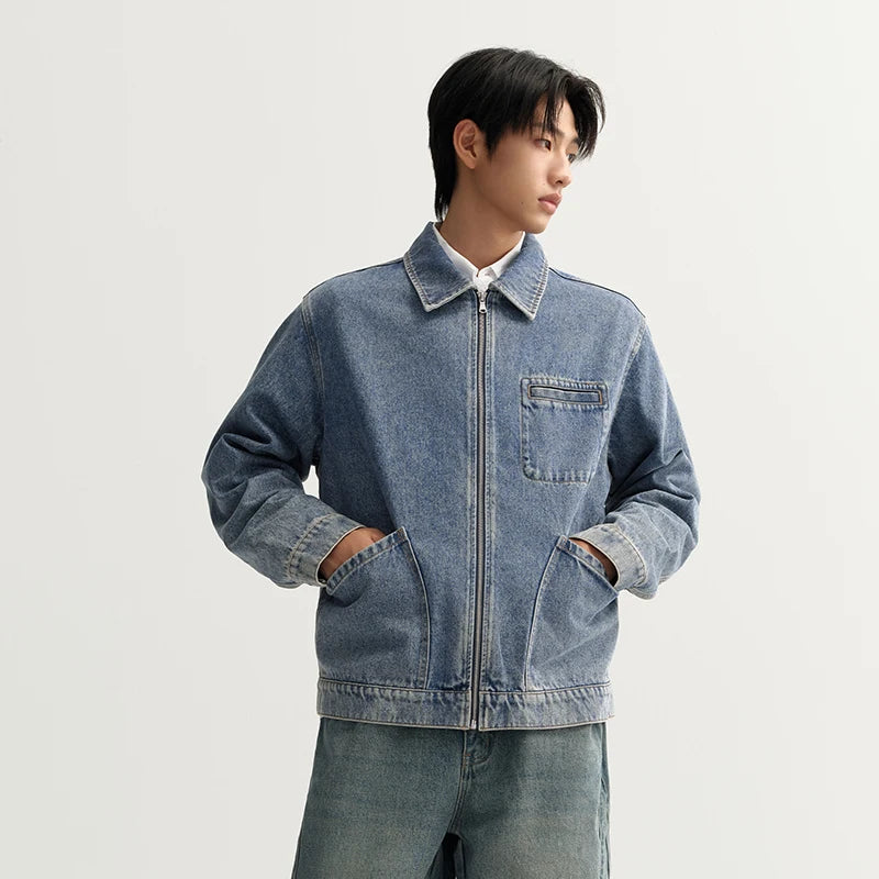 Semir Unisex Jacket Denim Retro Lapel Classic Workwear Loose Casual Style Autumn Outerwear Urban Daily Wear 2026